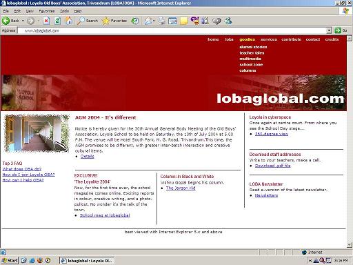 Loyola School alumni website 2003-04